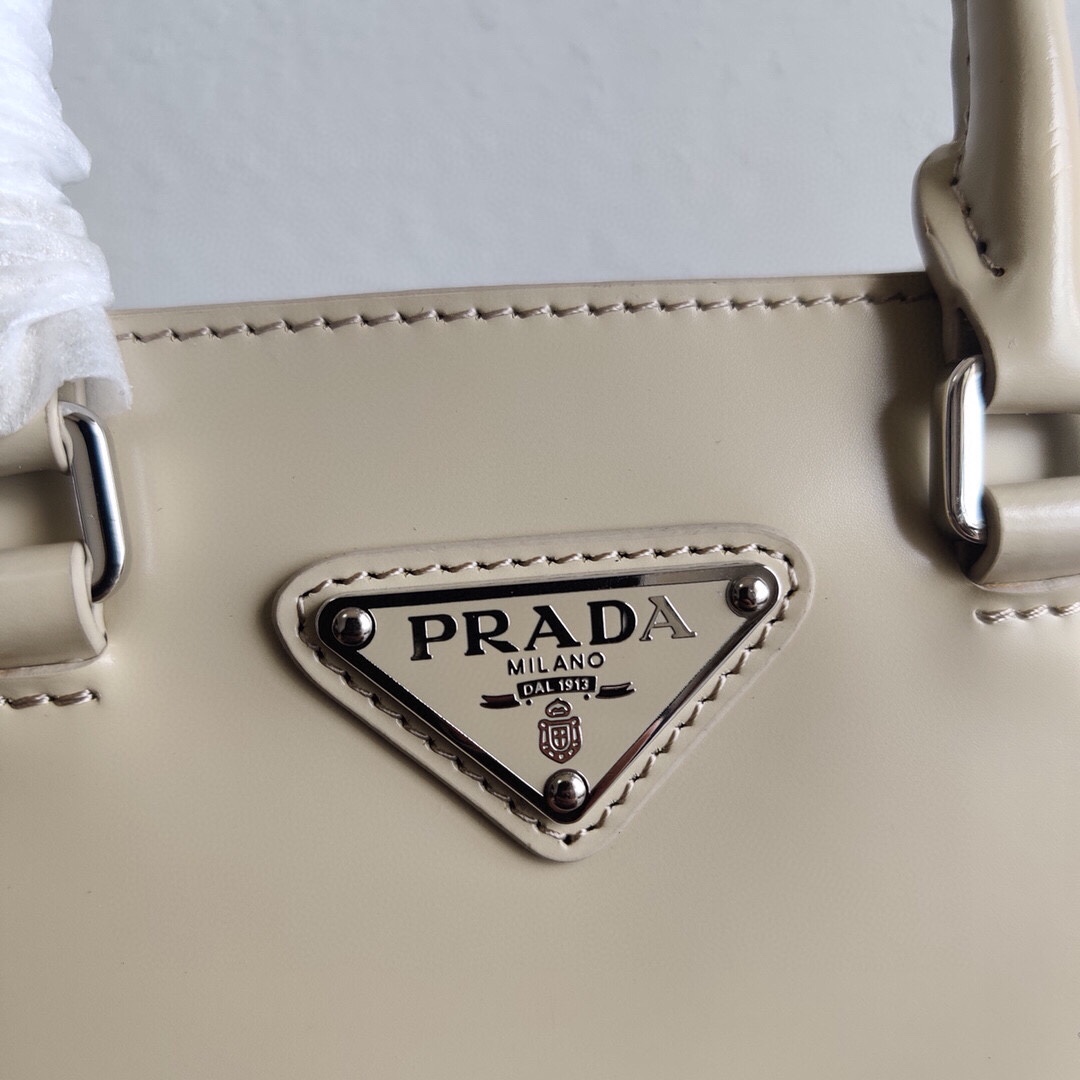 Prada Mini Leather Bucket Bag Shoulder Bag Beige 1BA331